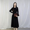 空气层收腰漆黑色连衣裙HJ3S92 商品缩略图1