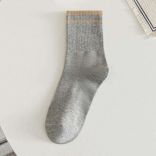【棉条纹男中筒袜长袜】袜子男中筒袜长袜棉条纹秋冬男士吸汗休闲运动袜纯色 商品图8