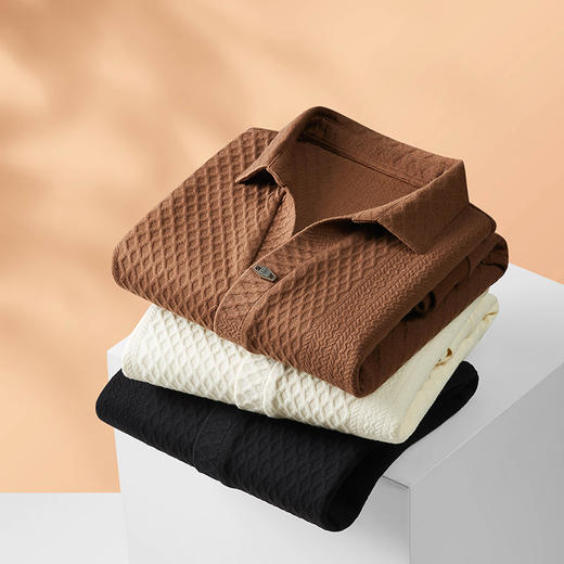 【新款DDP】大依优型大码V领长袖卫衣翻领男装加肥加大体恤大号上衣胖子弹力休闲商务 商品图1