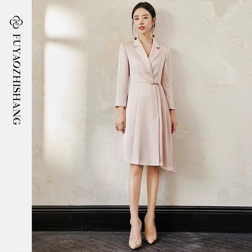 IWY/扶摇系列 职业连衣裙女秋季新款国风女装新中式盘扣缎面裙子FYQ512 商品图1