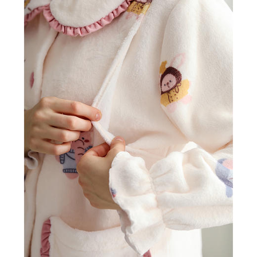 芬腾珊瑚绒月子服秋冬季加厚保暖孕妇睡衣产后哺乳喂奶家居服套装 商品图2