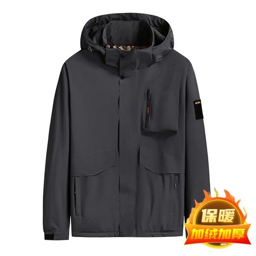 【可拆卸帽】【加绒】【新款DSS】大依优型大码男装连帽夹克加肥加大休闲夹克胖子宽松防风外套上衣 商品图6