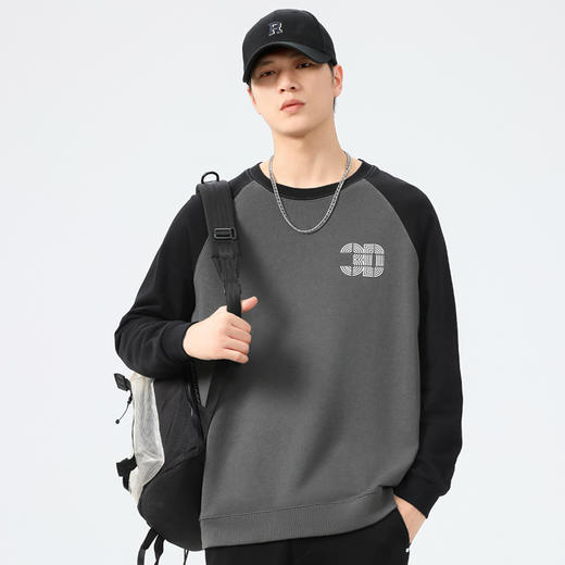 【新款DQ】大依优型大码插肩袖圆领卫衣男宽松休闲上衣胖子加肥加大男士潮流 商品图1