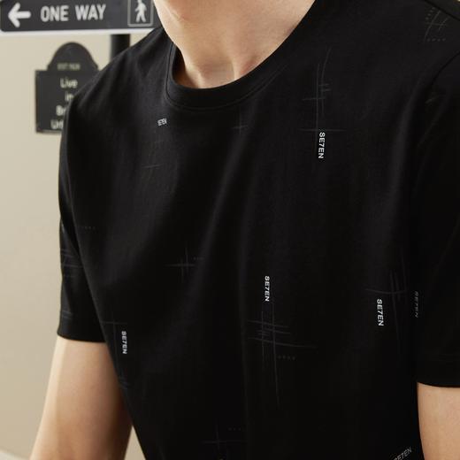 【冰氧吧】柒牌男装短袖T恤男夏季薄款时尚字母满印休闲圆领上衣	126T70040 商品图2