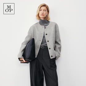 Marc O'Polo/MOP2024冬季新款绵羊毛短款小香风双面呢夹克女外套