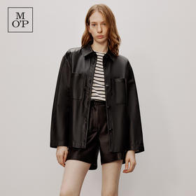 【李佳薇同款】MOP秋冬新款休闲真皮外套宽松绵羊夹克皮衣女