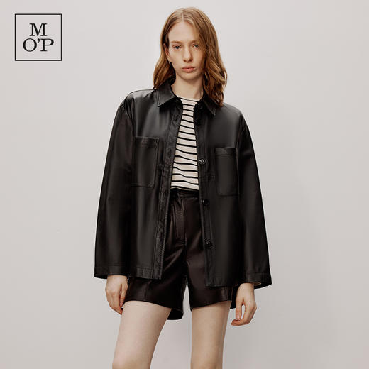 【李佳薇同款】MOP秋冬新款休闲真皮外套宽松绵羊夹克皮衣女 商品图0
