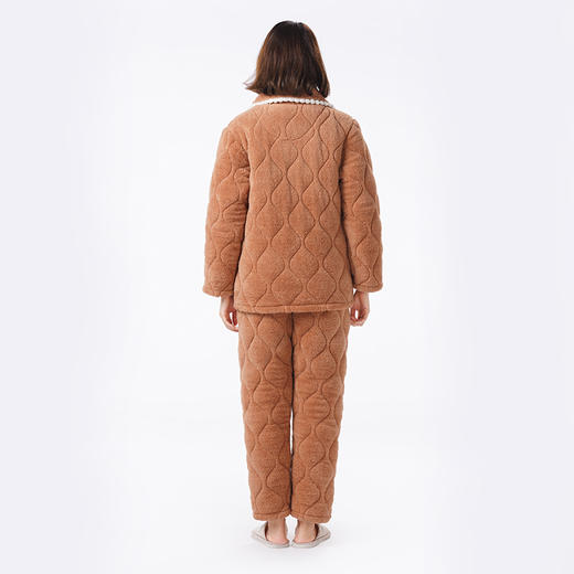 都市丽人睡衣夹棉系列长袖家居服法兰绒夹棉加厚女士夹棉套装LHT1M1 商品图3