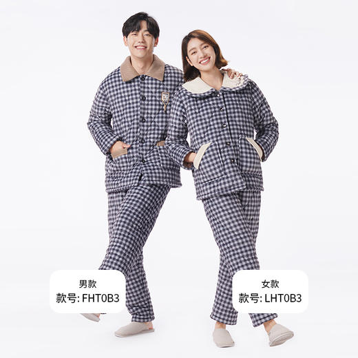 都市丽人睡衣亲情蜜语长袖家居服贝贝绒印花夹棉加厚女士夹棉套装LHT0B3 商品图4