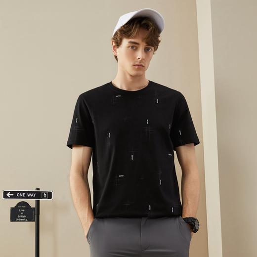 【冰氧吧】柒牌男装短袖T恤男夏季薄款时尚字母满印休闲圆领上衣	126T70040 商品图1