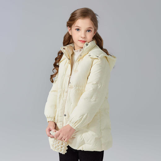 笛莎Deesha女童羽绒服2024冬季新款绣花国风中长款羽绒服 商品图2