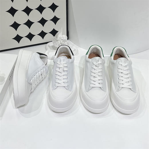 【顺丰包邮】42714 洛诗琳时尚休闲百搭厚底牛皮小白鞋123 商品图4