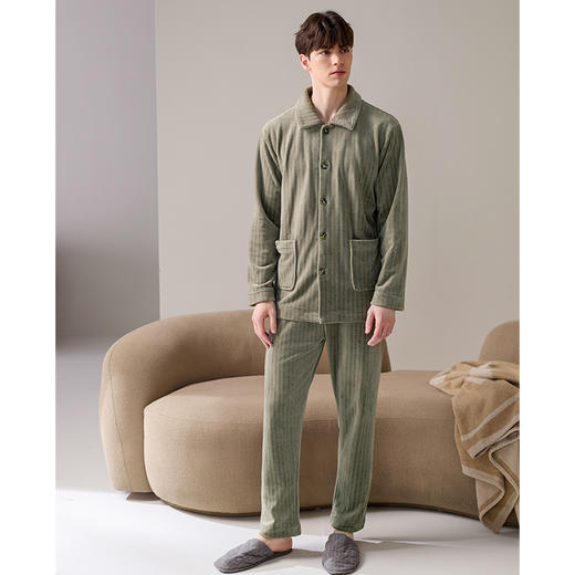 芬腾海岛绒男士睡衣秋冬加厚加绒套装宽松保暖珊瑚绒可外穿家居服 商品图4