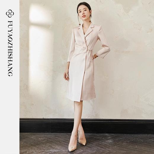 IWY/扶摇系列 国风连衣裙女高级感褶皱修身显瘦西装领裙子新中式女装 FYQ513 商品图1