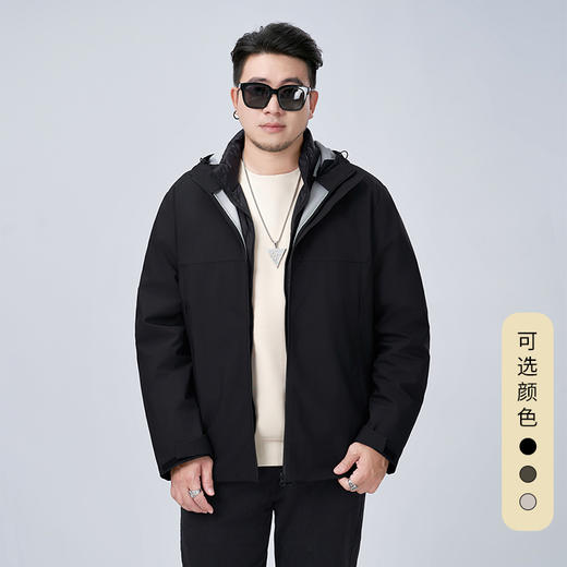 【新款DMH】大依优型大码连帽夹克外套男宽松加肥加大码上衣夹克潮流 商品图0