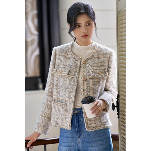 剩 米思阳2026春季新款气质优雅小香风短款外套4224 商品图0