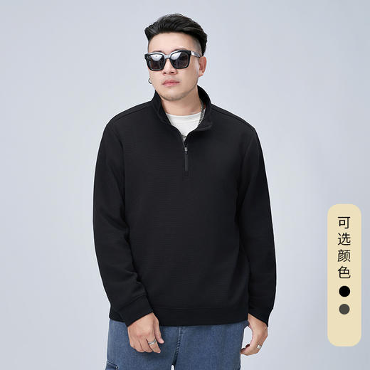 【新款DMH】大依优型大码男装立领拉链卫衣简约宽松上衣男士胖子打底衫300斤 商品图0