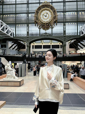 盛唐牡丹|重缎真丝郭子仪拜寿图袖口一粒扣外套