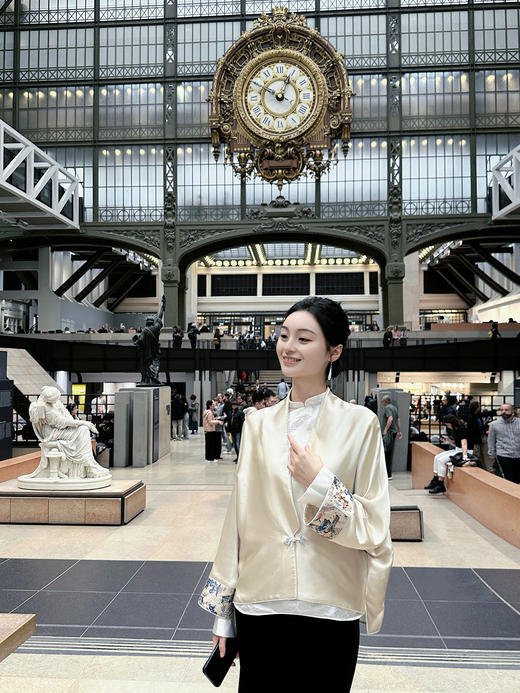 盛唐牡丹|重缎真丝郭子仪拜寿图袖口一粒扣外套 商品图0