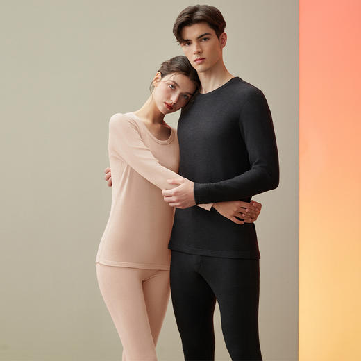 芬腾情侣保暖内衣秋衣秋裤套装大红色女秋季防螨抗菌男冬天打底衫 商品图0