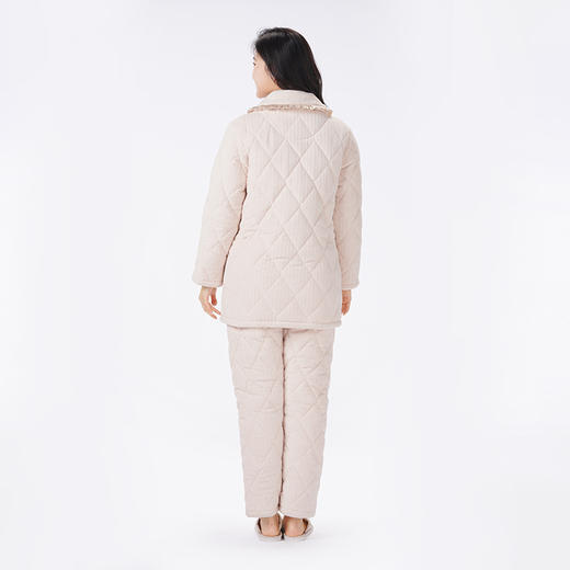 都市丽人睡衣夹棉系列长袖家居服法兰绒烂花夹棉加厚女士夹棉套装LHT1Q2 商品图3