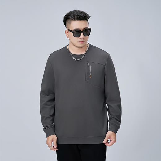 【新款DMH】大依优型大码男装圆领卫衣简约宽松上衣男士胖子打底衫300斤 商品图4