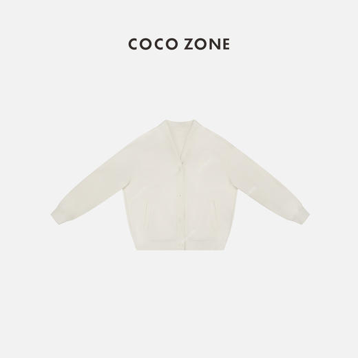 COCO ZONE 2024高级感杏色V领针织休闲百搭开衫外套24C10212 商品图1