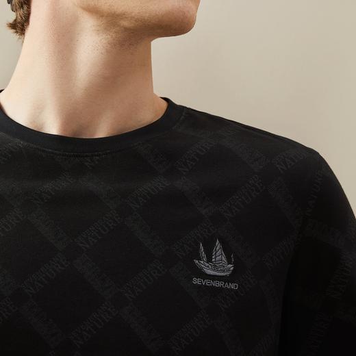 柒牌男士纯棉短袖T恤夏季新款时尚字母印花舒适透气圆领休闲上衣	126T70010 商品图2