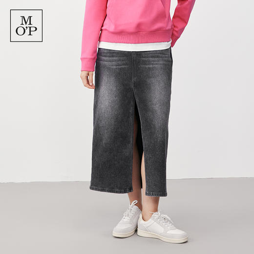Marc O'Polo/MOP 秋季新款黑前开叉色长款水洗牛仔半身裙女士 商品图4