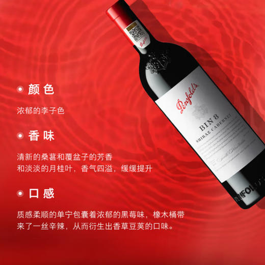 奔富BIN8设拉子赤霞珠红葡萄酒 750ml 澳大利亚原瓶进口   官方国行 商品图3