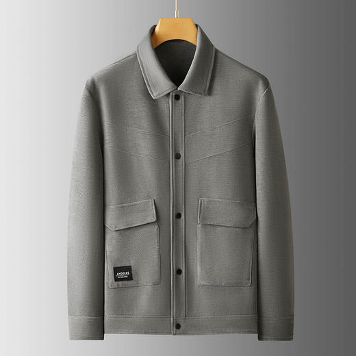 【山海绒】【新款DPF】大依优型大码男装翻领夹克山海绒肌理感加肥加大休闲夹克胖子宽松外套上衣 商品图0
