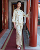 皇锦19姆米真丝印花女士经典中式领长袖分身家居服套装-飞鸟衔花HJ21509 商品缩略图1