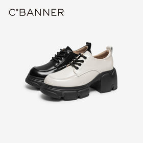 千百度厚底增高JK牛津鞋女款春季百搭真皮乐福鞋轻便小皮鞋A24480015