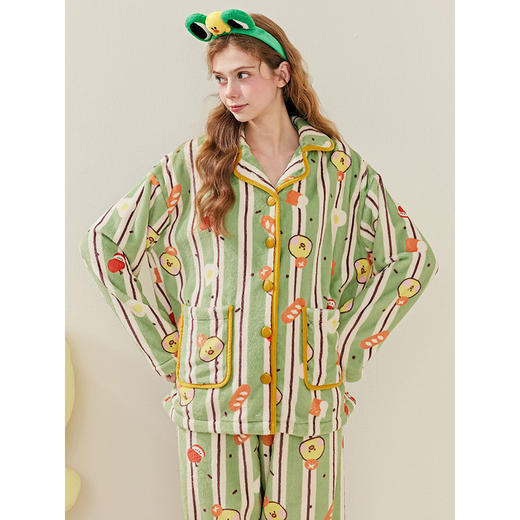 芬腾珊瑚绒女士睡衣秋冬季新款加绒加厚套装布朗熊宽松大码家居服 商品图3