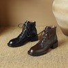 【预售5天】手抓纹羊皮褶皱质感系带休闲风马丁靴秋冬季新款学院风时尚短筒靴XS&AC9553 商品缩略图4