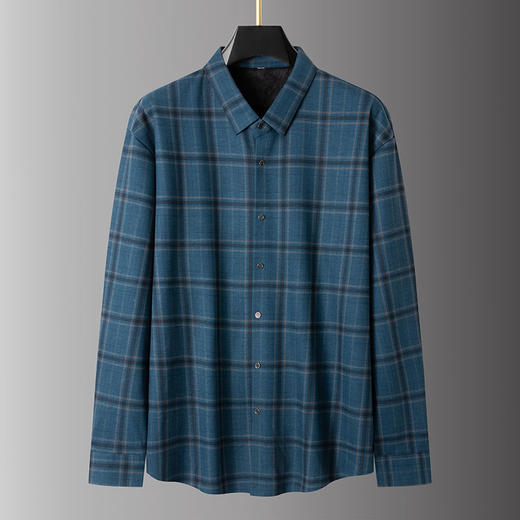 【加绒】【新款DPS】大依优型大码格子长袖衬衫弹力加肥加大胖子上衣男士T恤肥佬打底男装 商品图4