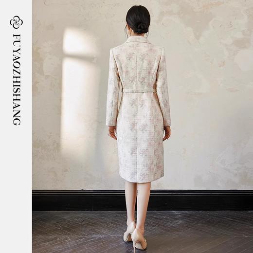 IWY/扶摇系列 羊毛粗花呢连衣裙女复古长袖厚款中长裙轻奢小香风裙子FYQ558 商品图4