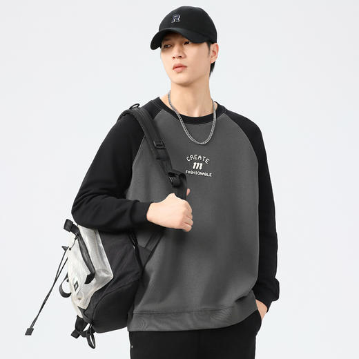 【新款DQ】大依优型大码插肩袖圆领卫衣男宽松休闲上衣胖子加肥加大男士潮流 商品图4