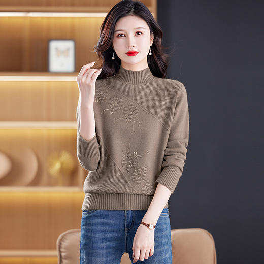 CC-108-1260加厚秋冬新款女士半高领韩版针织打底衫套头纯色百搭短款保暖毛衣 商品图1