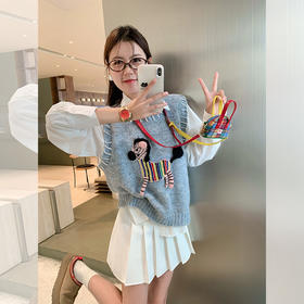 <曾小咸推荐>百搭彩色小马图案毛织马甲背心