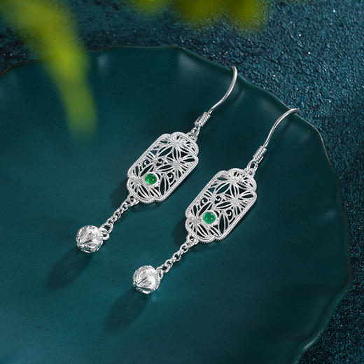 子佩集S990银【枫生水起】耳环【DSEH004】纯银花丝绿玉髓大师工坊原创作品枫叶2509 商品图4