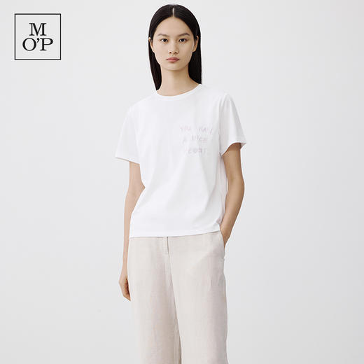 Marc O'Polo/MOP 秋季新款纯棉胸口绣花字母宽松短袖T恤女士 商品图0