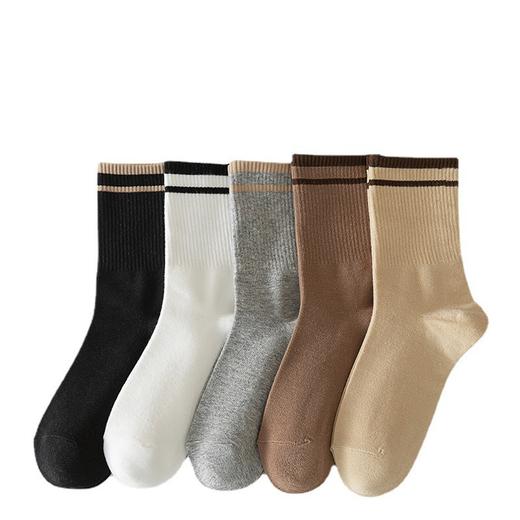 【棉条纹男中筒袜长袜】袜子男中筒袜长袜棉条纹秋冬男士吸汗休闲运动袜纯色 商品图3