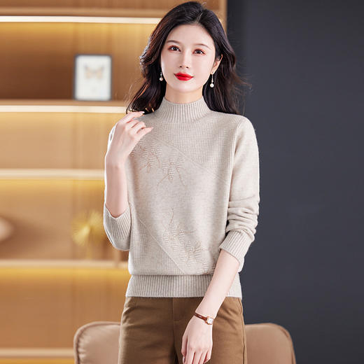 CC-108-1260加厚秋冬新款女士半高领韩版针织打底衫套头纯色百搭短款保暖毛衣 商品图3