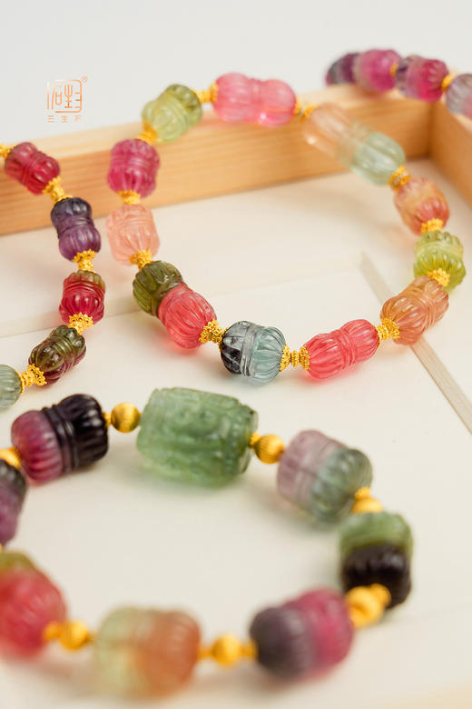 精品彩色碧玺并蒂莲手链 商品图5