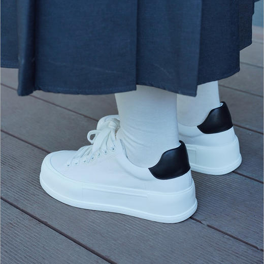 【顺丰包邮】42714 洛诗琳时尚休闲百搭厚底牛皮小白鞋123 商品图3