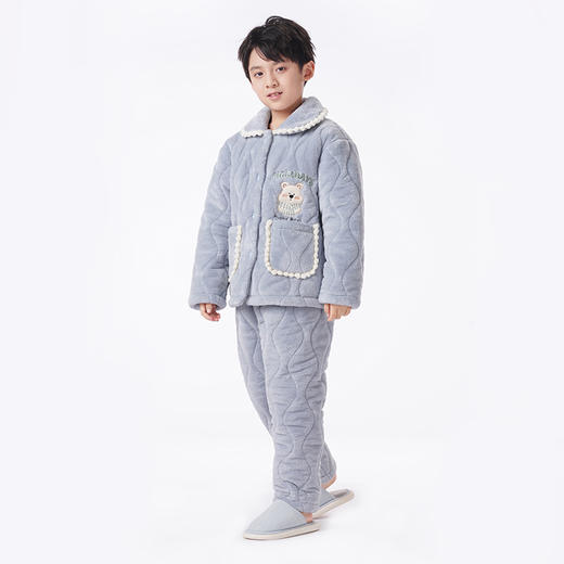 都市丽人眯雅佳睡衣夹棉系列长袖法兰绒夹棉加厚童装中夹棉套装JHT1B9 商品图6