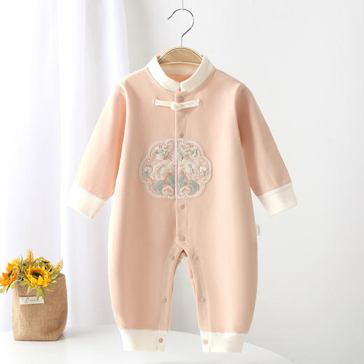 【宝宝穿着舒适，妈妈买着放心，亲肤舒适贴身】春秋季新款新中式婴幼儿连体衣 新生儿无骨哈衣 宝宝中国风长袖爬服四季款-QQ 商品图8
