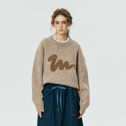 714street情侣毛衣秋冬日系复古上衣套头羊毛衫宽松慵懒风针织衫 商品图1