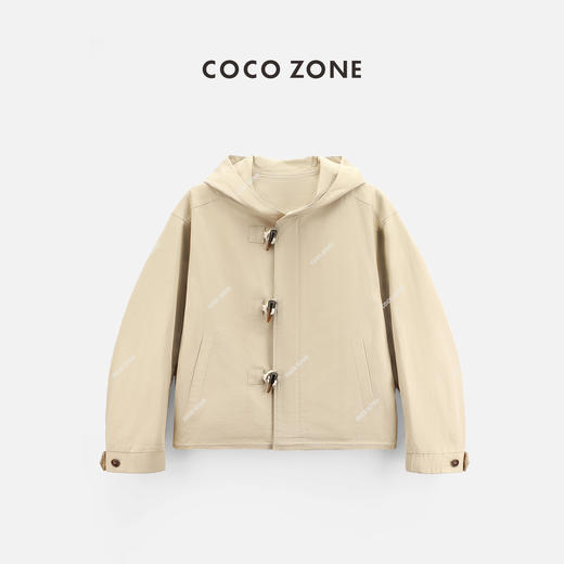 COCO ZONE 2024美式休闲风连帽外套复古牛角扣百搭上衣24C10295 商品图0